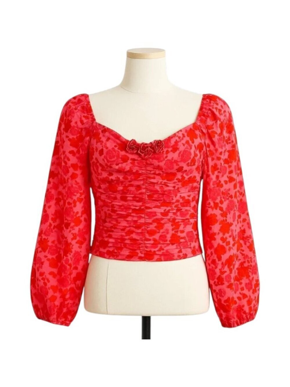 Free People Oh La La Pink Roses Bodice Cropped Top Size Small NEW